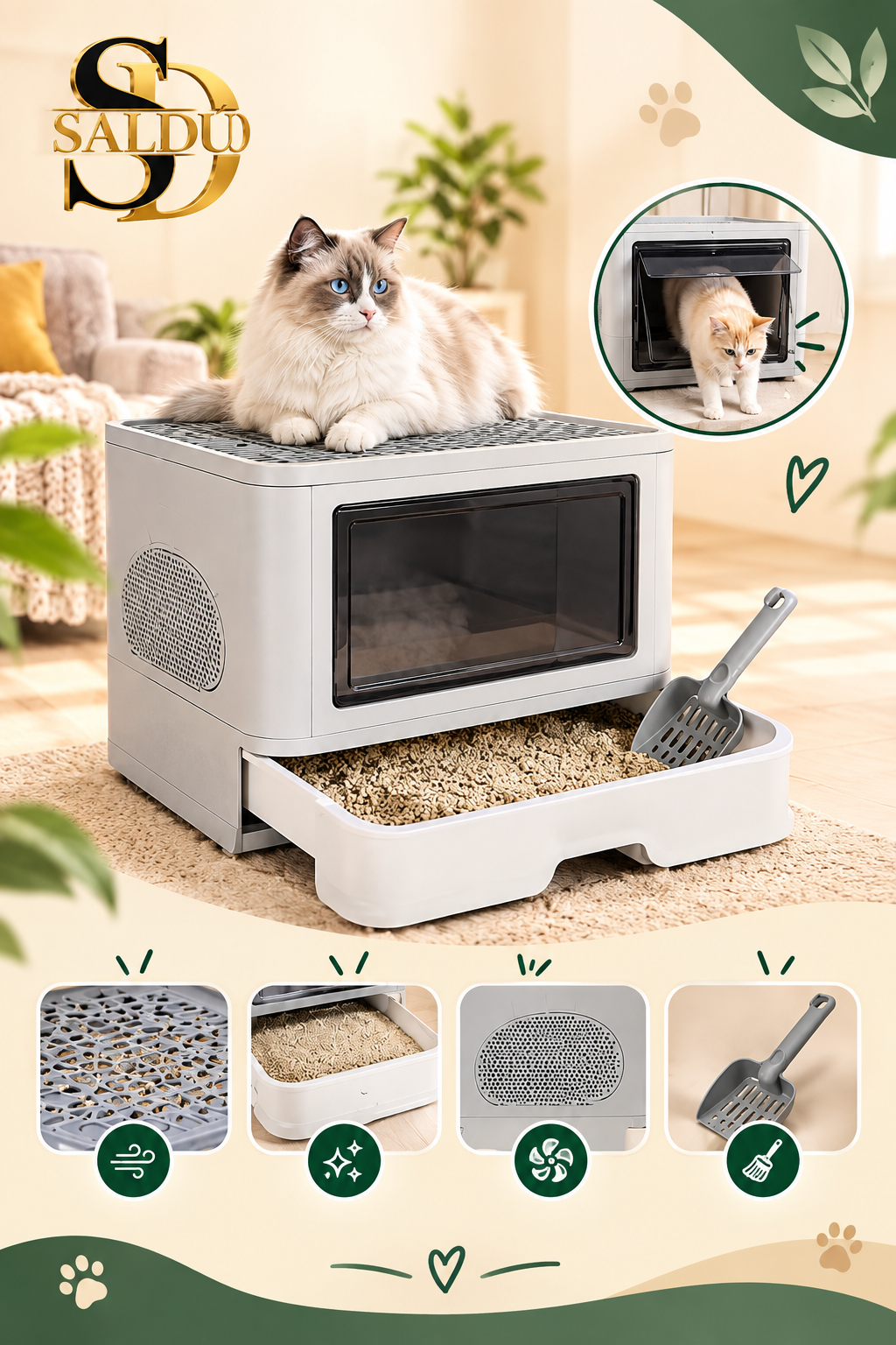 ARENERO PLEGABLE PARA GATOS