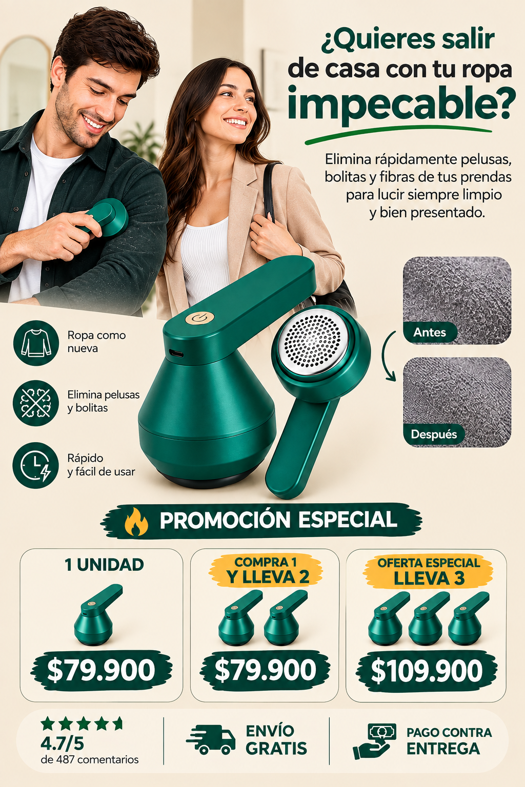 LINTAWAY™ Máquina Portátil Quita Pelusas